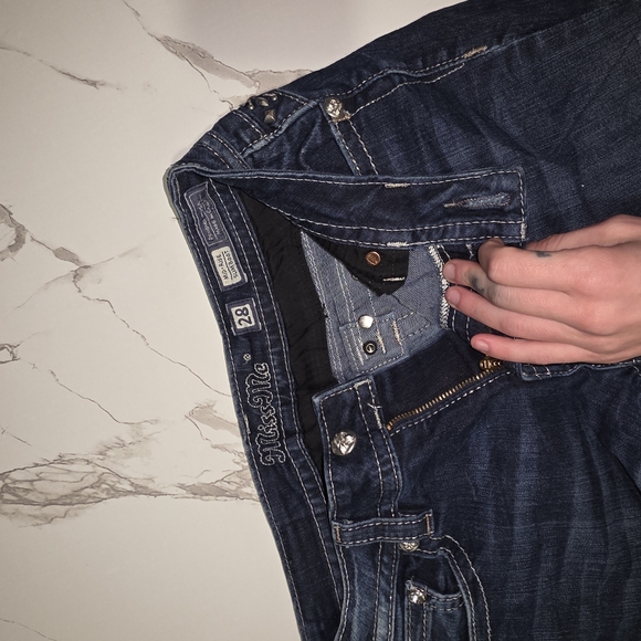 Miss Me Blue Denim Shorts with Embellished Pockets - Picture 4 of 4